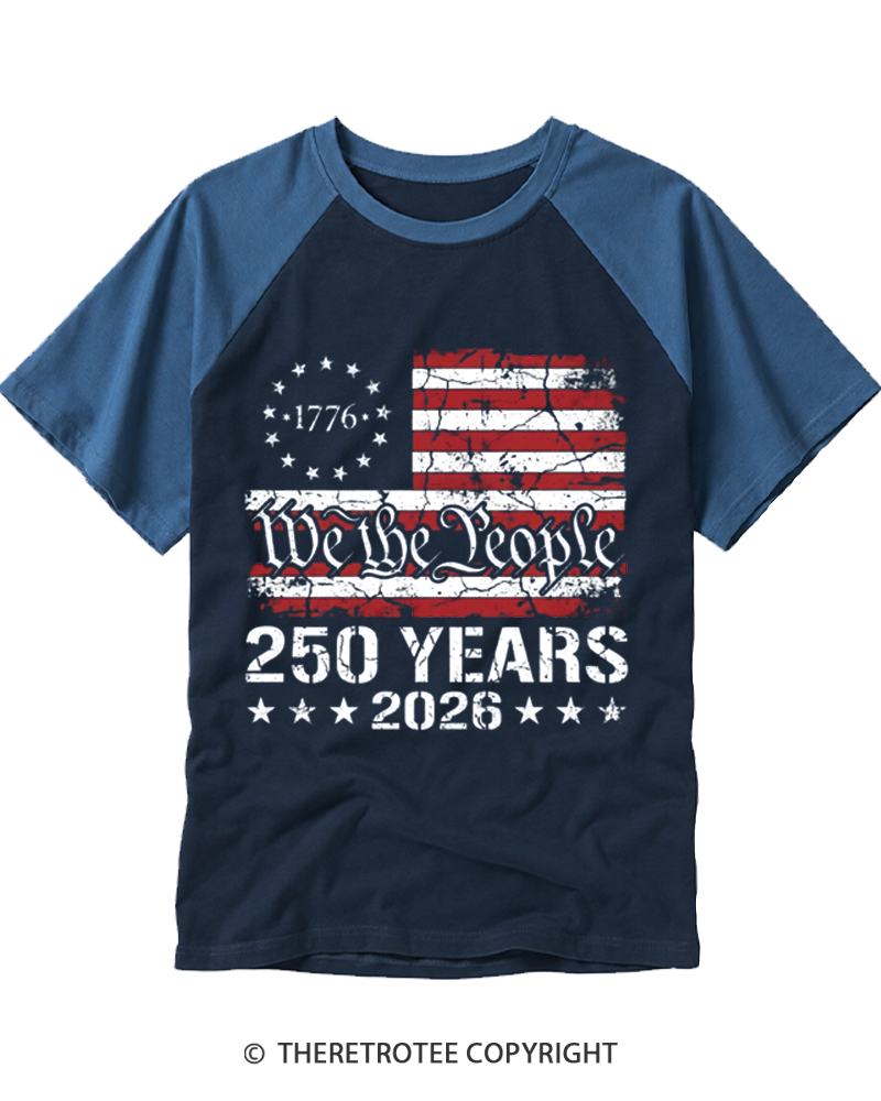 TheRetroTee We The People Patriotic Raglan Baseball T-Shirt
