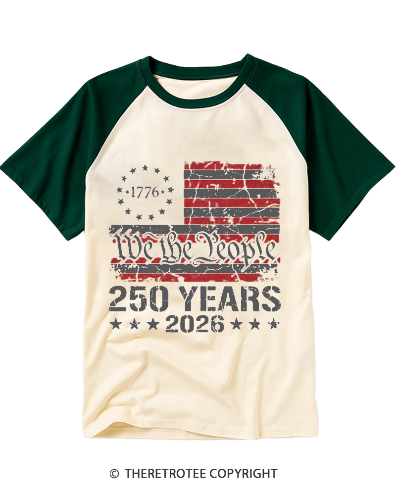 TheRetroTee We The People Patriotic Raglan Baseball T-Shirt