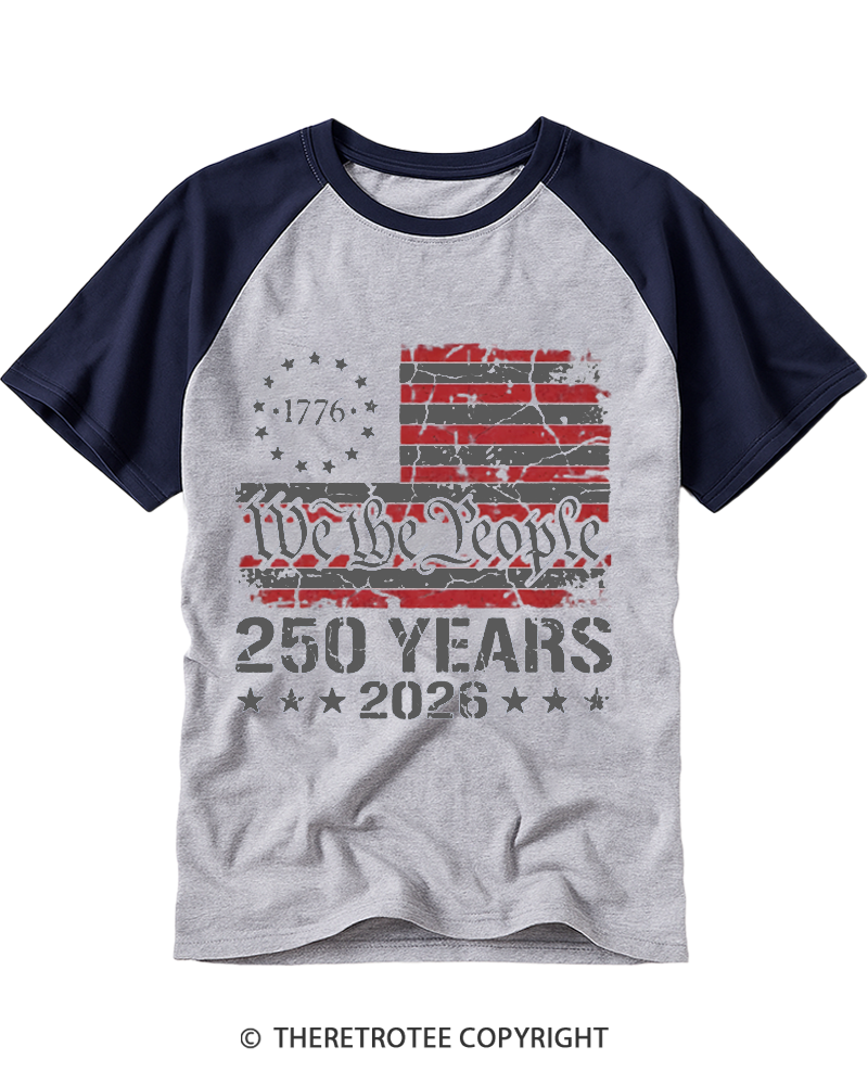TheRetroTee We The People Patriotic Raglan Baseball T-Shirt
