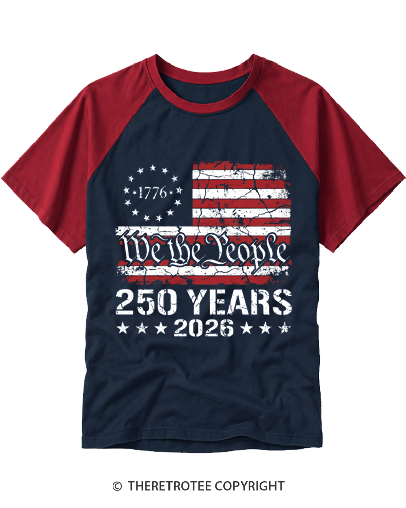 TheRetroTee We The People Patriotic Raglan Baseball T-Shirt