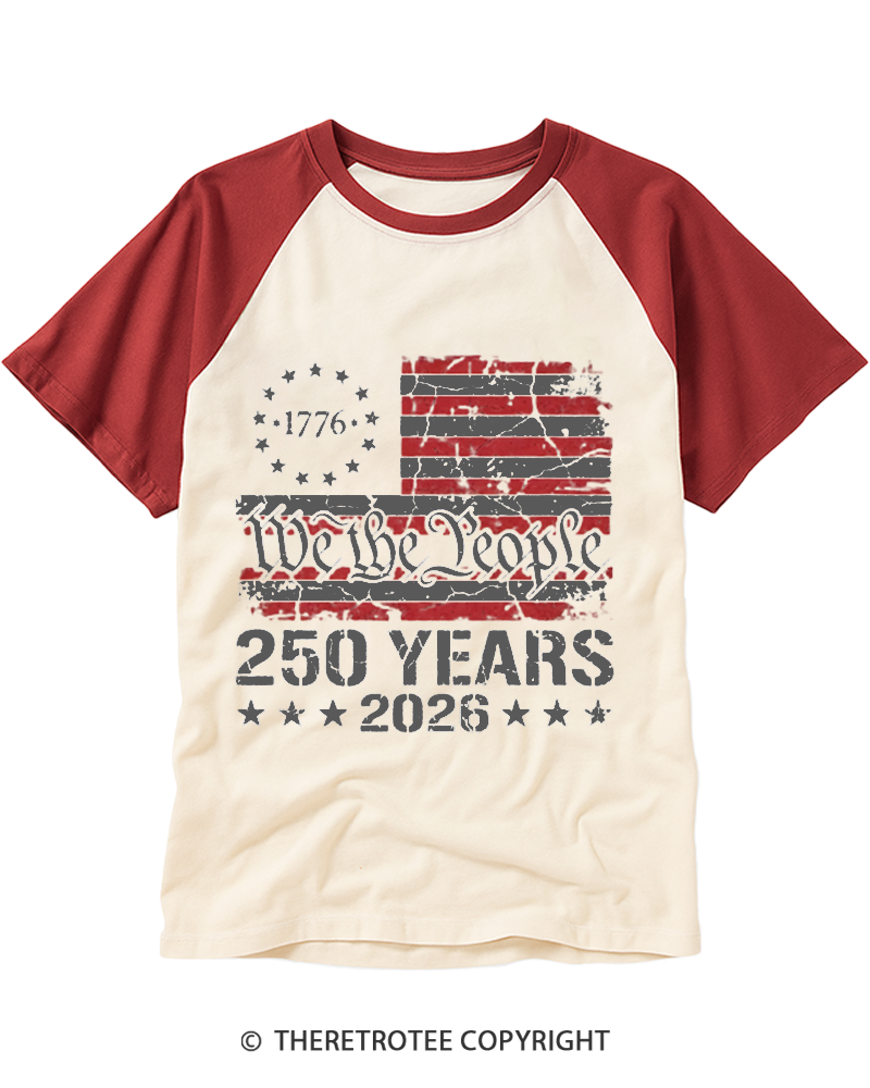 TheRetroTee We The People Patriotic Raglan Baseball T-Shirt