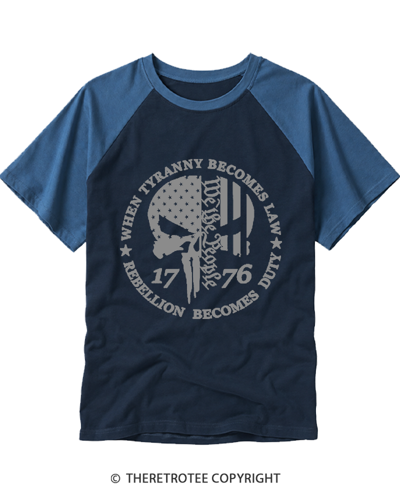 TheRetroTee When Tyranny Becomes Law 1776 Raglan Baseball T-Shirt