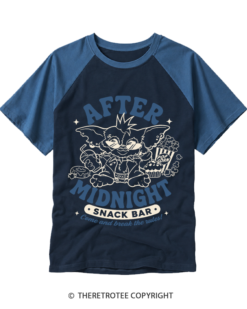 TheRetroTee After Midnight 1980s Raglan Baseball T-Shirt