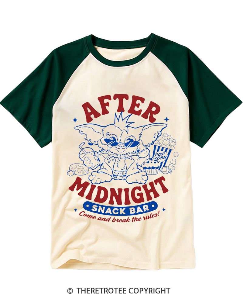 TheRetroTee After Midnight 1980s Raglan Baseball T-Shirt