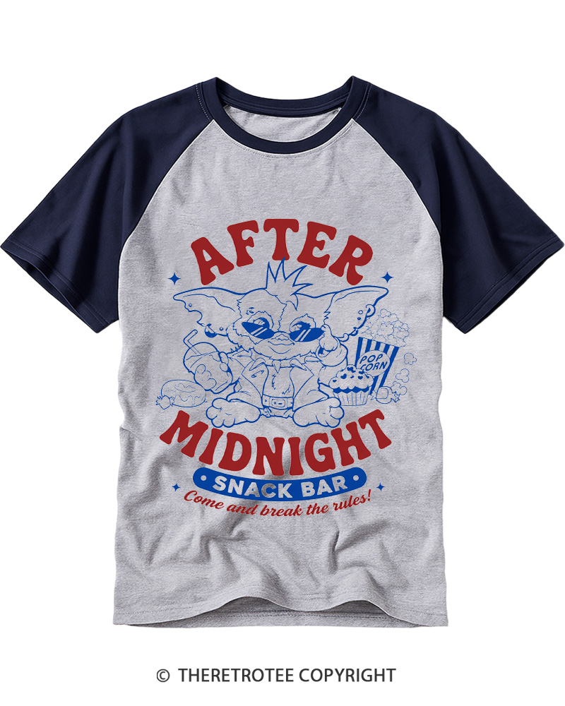 TheRetroTee After Midnight 1980s Raglan Baseball T-Shirt