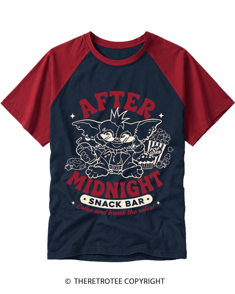 TheRetroTee After Midnight 1980s Raglan Baseball T-Shirt
