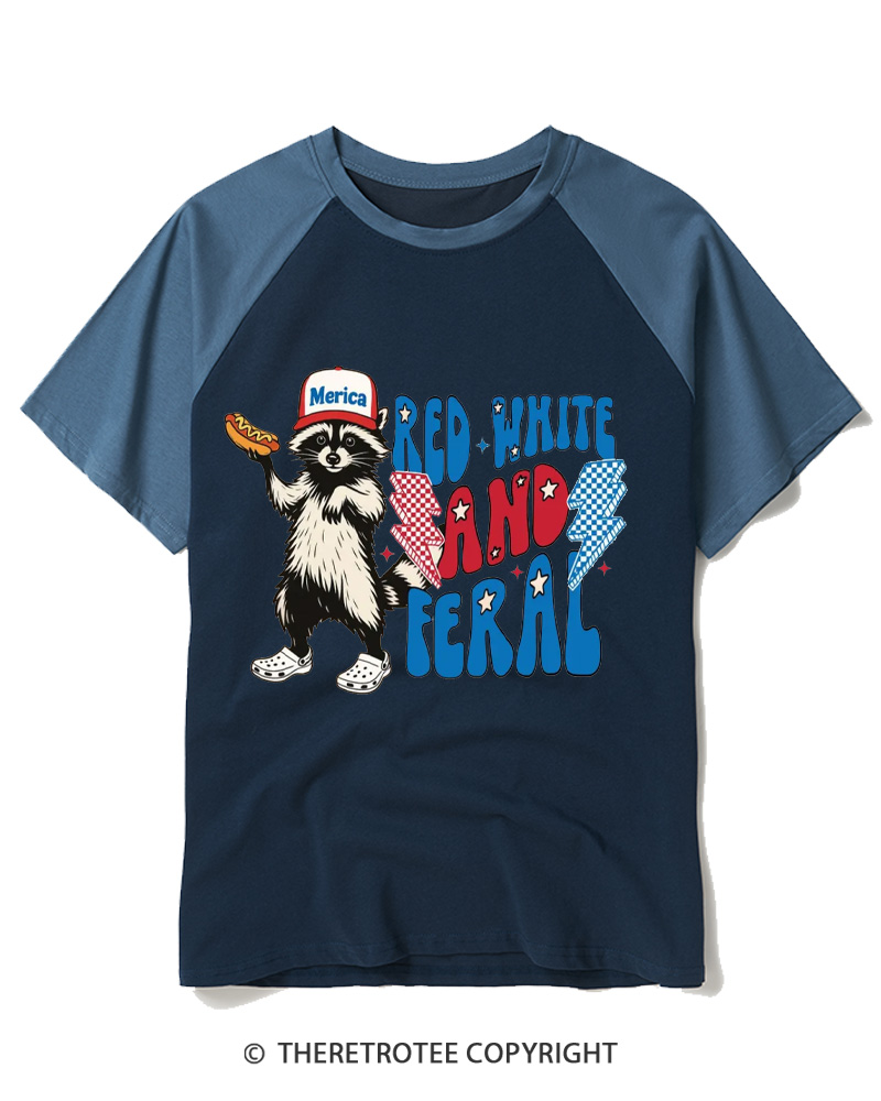 TheRetroTee Feral Raccoon 1970s Raglan Baseball T-Shirt