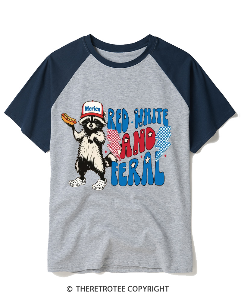 TheRetroTee Feral Raccoon 1970s Raglan Baseball T-Shirt