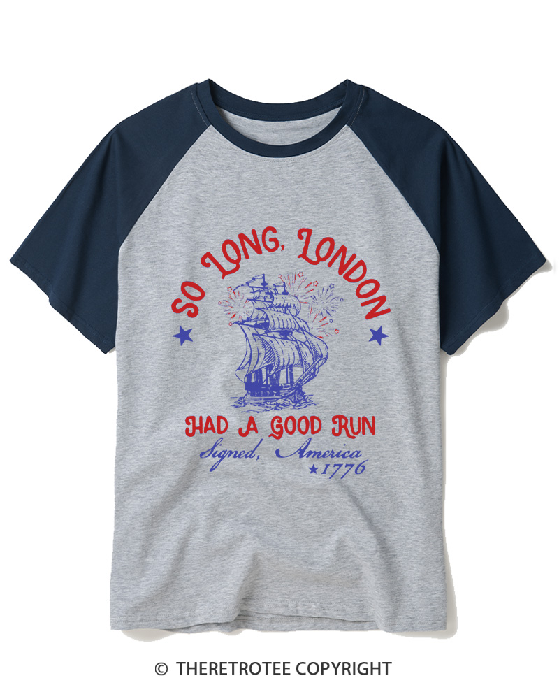 TheRetroTee So Long, London 1776 Raglan Baseball T-Shirt