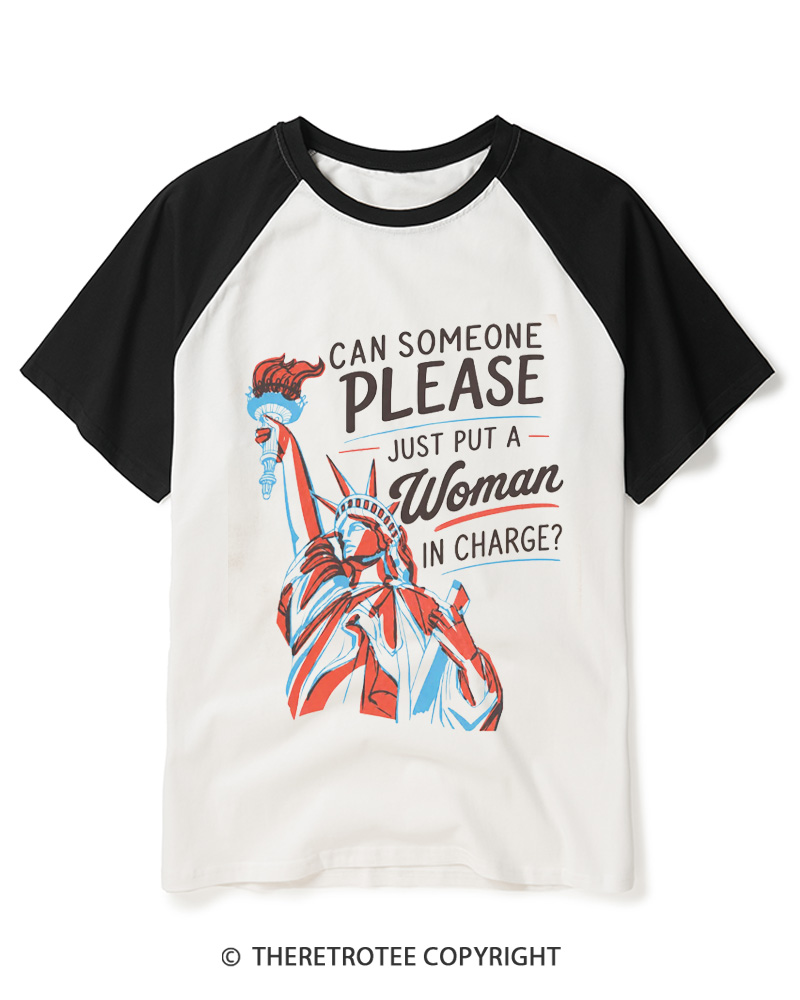 TheRetroTee Feminist 4th of July Raglan Baseball T-Shirt