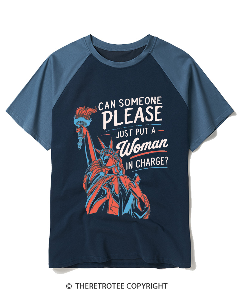 TheRetroTee Feminist 4th of July Raglan Baseball T-Shirt