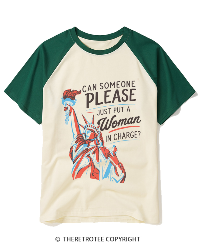 TheRetroTee Feminist 4th of July Raglan Baseball T-Shirt