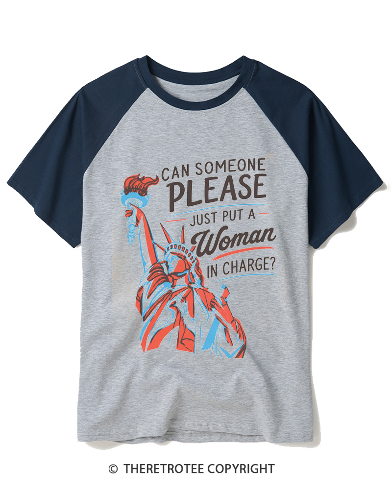 TheRetroTee Feminist 4th of July Raglan Baseball T-Shirt