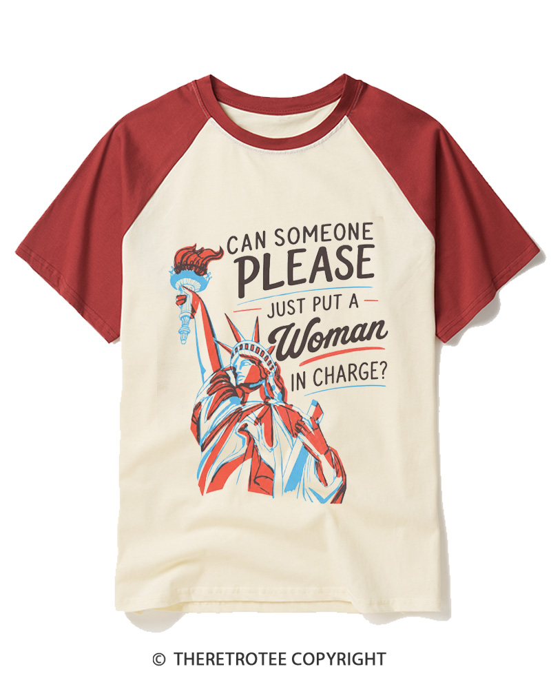 TheRetroTee Feminist 4th of July Raglan Baseball T-Shirt