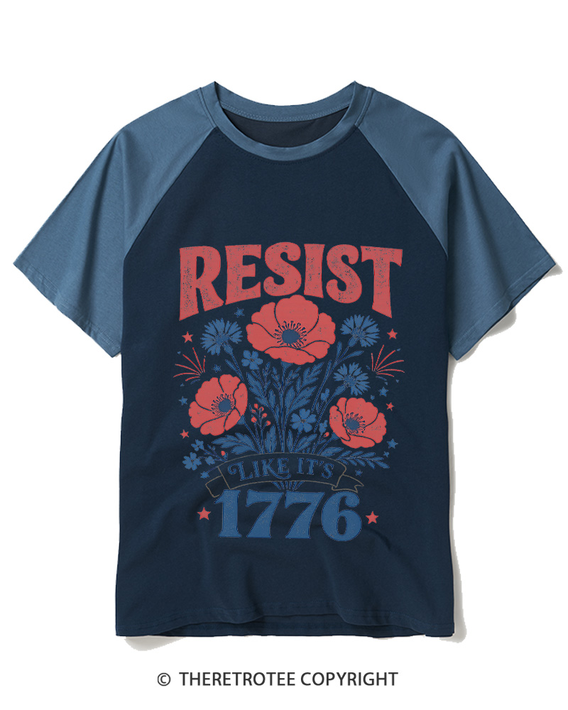 TheRetroTee Resist Like It's 1776 Raglan Baseball T-Shirt