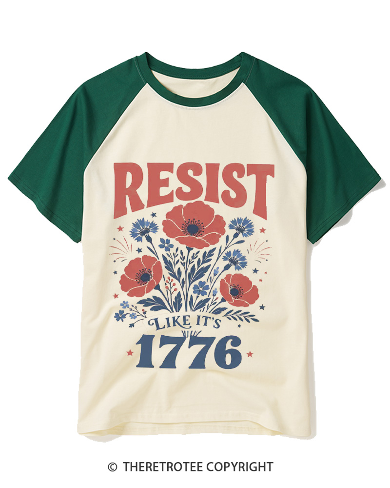 TheRetroTee Resist Like It's 1776 Raglan Baseball T-Shirt