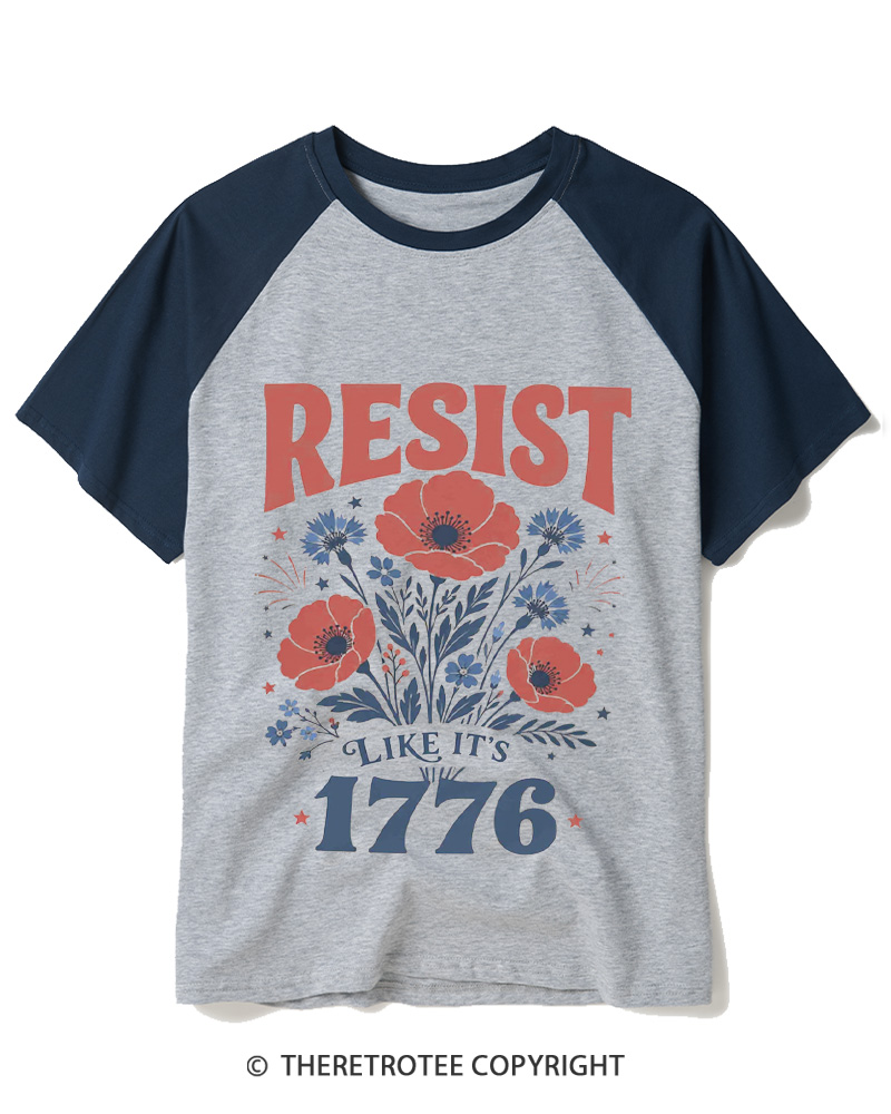 TheRetroTee Resist Like It's 1776 Raglan Baseball T-Shirt