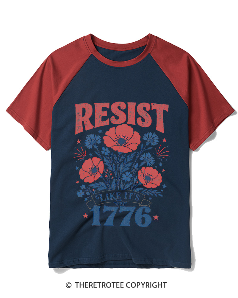 TheRetroTee Resist Like It's 1776 Raglan Baseball T-Shirt