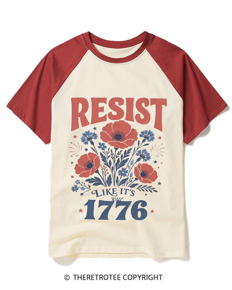TheRetroTee Resist Like It's 1776 Raglan Baseball T-Shirt