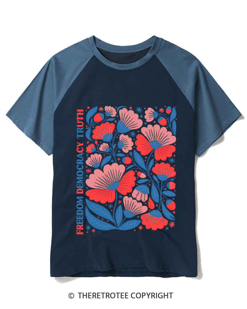 TheRetroTee Resistance Is Patriotic 1776 Raglan Baseball T-Shirt