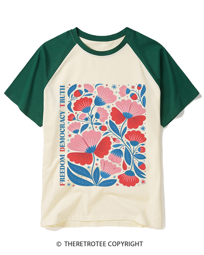 TheRetroTee Resistance Is Patriotic 1776 Raglan Baseball T-Shirt