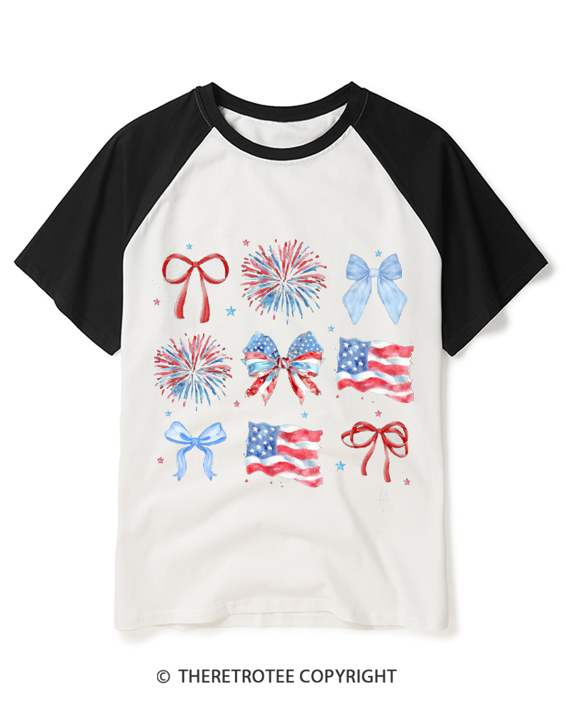 TheRetroTee USA Bow 1776 Raglan Baseball T-Shirt