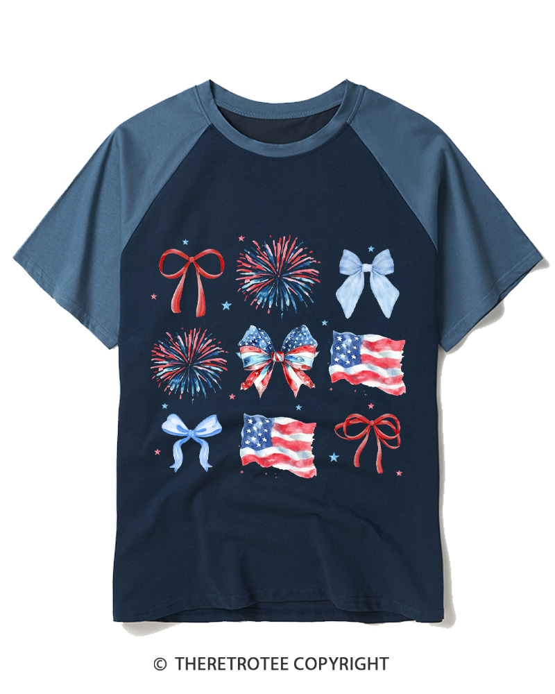 TheRetroTee USA Bow 1776 Raglan Baseball T-Shirt