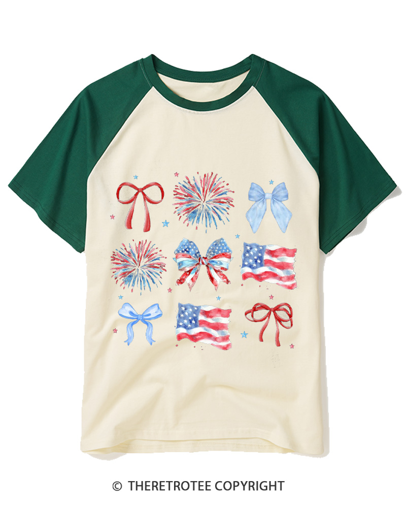 TheRetroTee USA Bow 1776 Raglan Baseball T-Shirt
