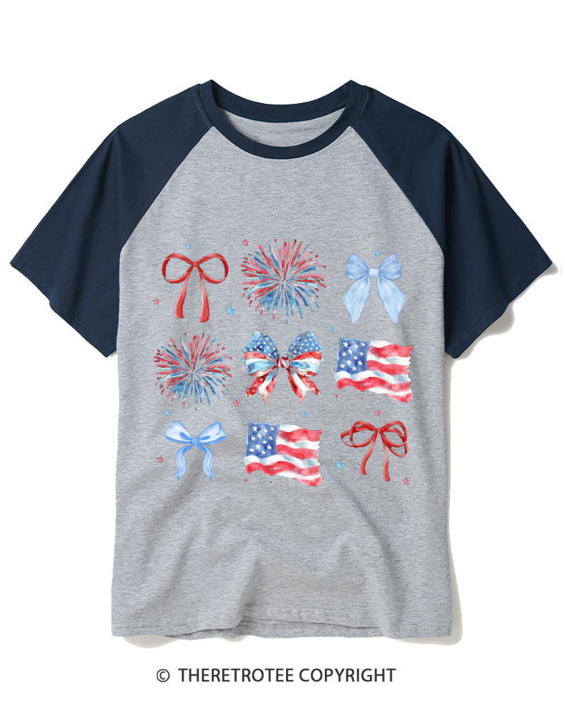 TheRetroTee USA Bow 1776 Raglan Baseball T-Shirt