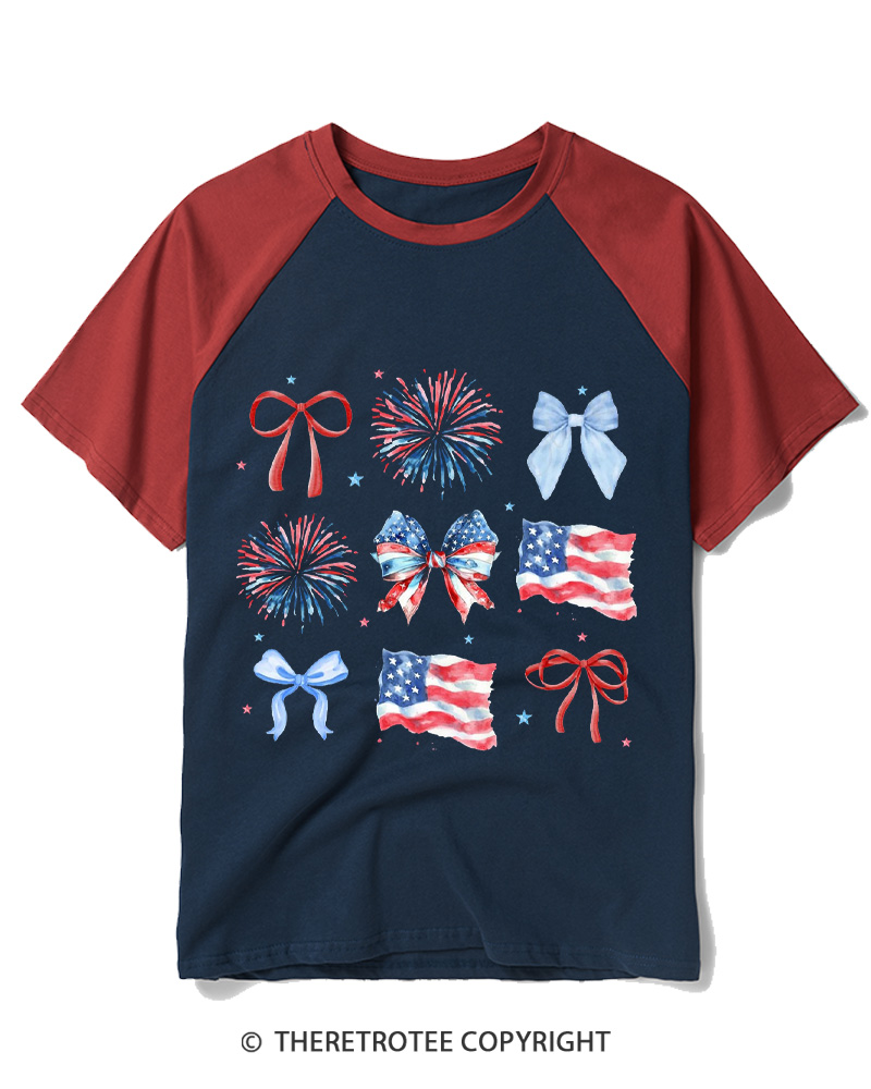 TheRetroTee USA Bow 1776 Raglan Baseball T-Shirt