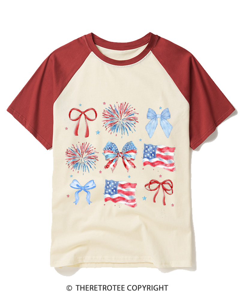 TheRetroTee USA Bow 1776 Raglan Baseball T-Shirt