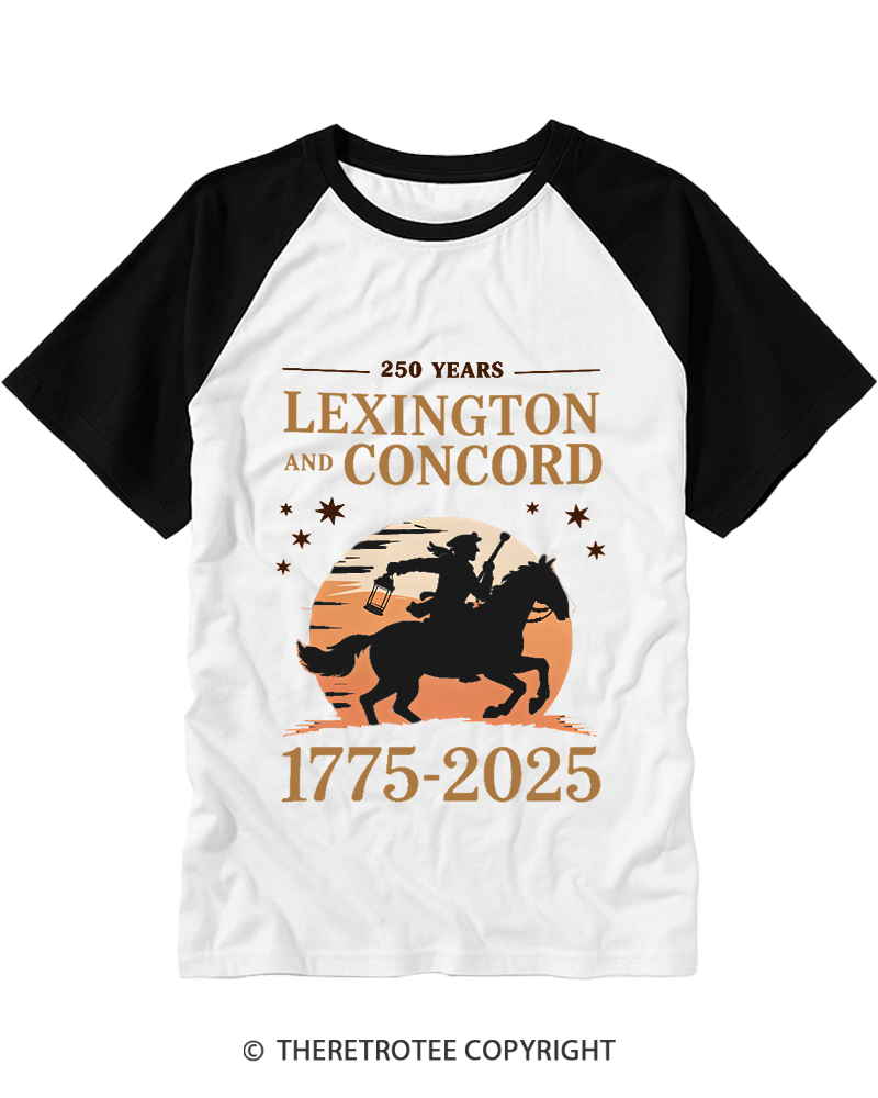 TheRetroTee 250 Years Lexington and Concord 1775 Raglan Baseball T-Shirt