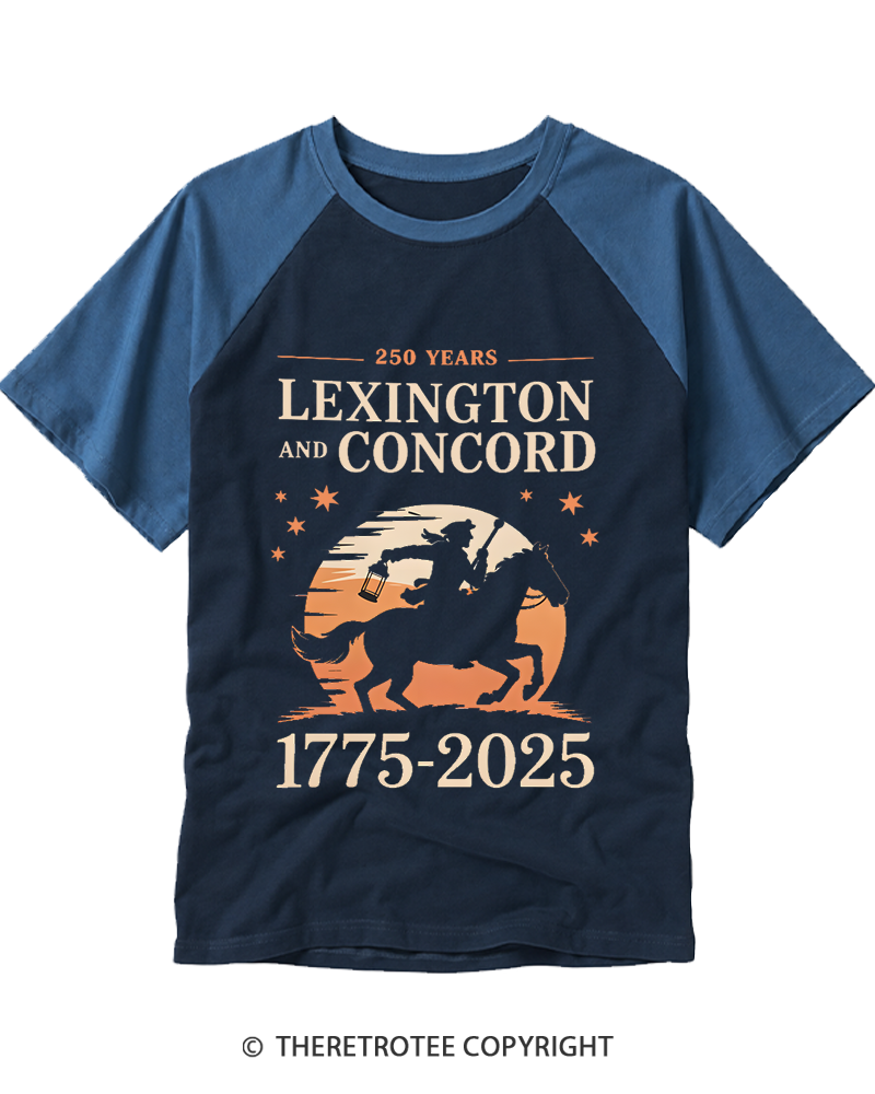 TheRetroTee 250 Years Lexington and Concord 1775 Raglan Baseball T-Shirt