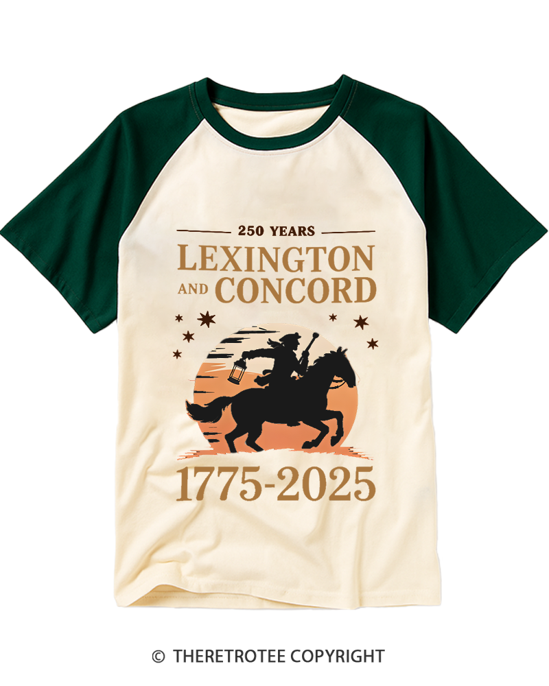 TheRetroTee 250 Years Lexington and Concord 1775 Raglan Baseball T-Shirt