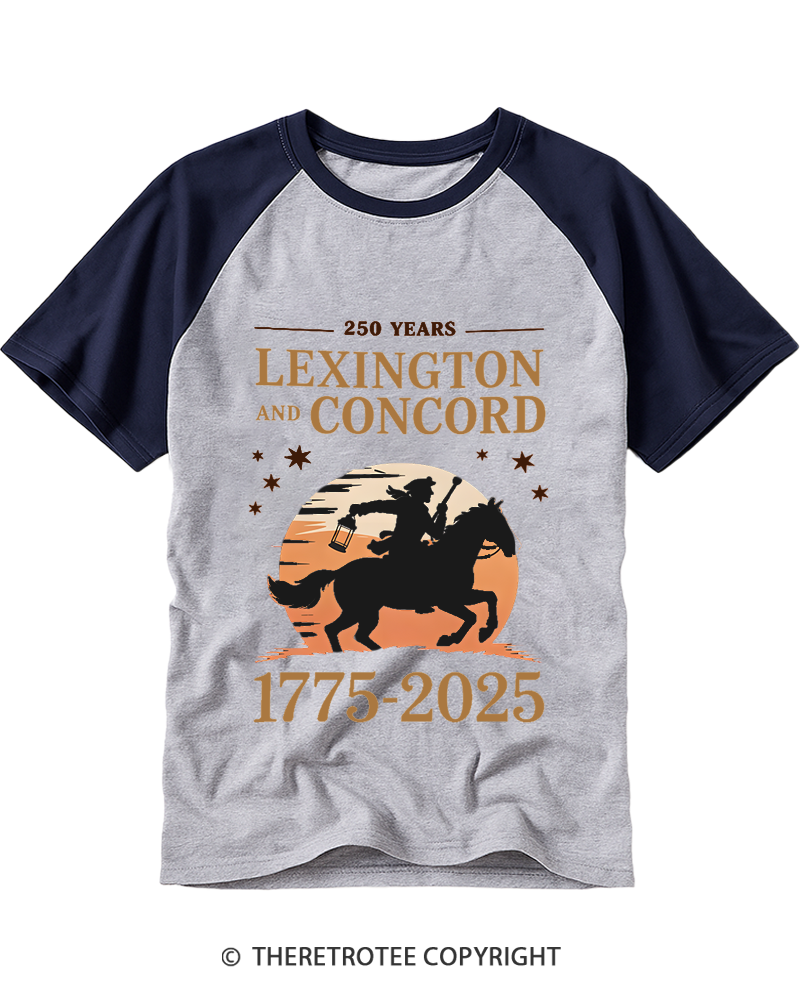 TheRetroTee 250 Years Lexington and Concord 1775 Raglan Baseball T-Shirt