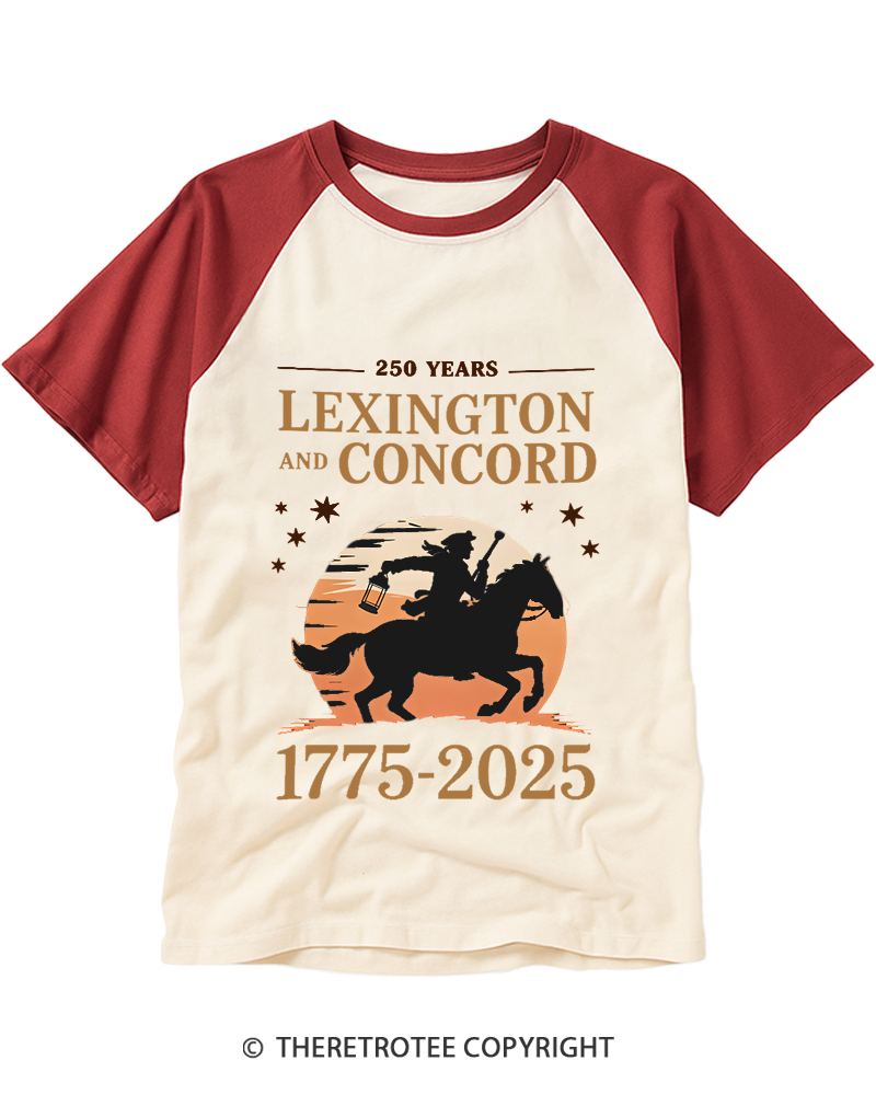 TheRetroTee 250 Years Lexington and Concord 1775 Raglan Baseball T-Shirt