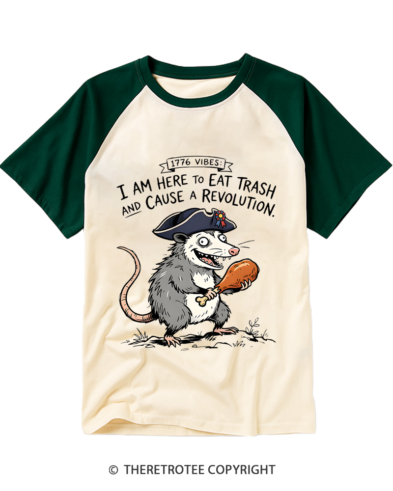 TheRetroTee 1776 Vibes Opossum Raglan Baseball T-Shirt