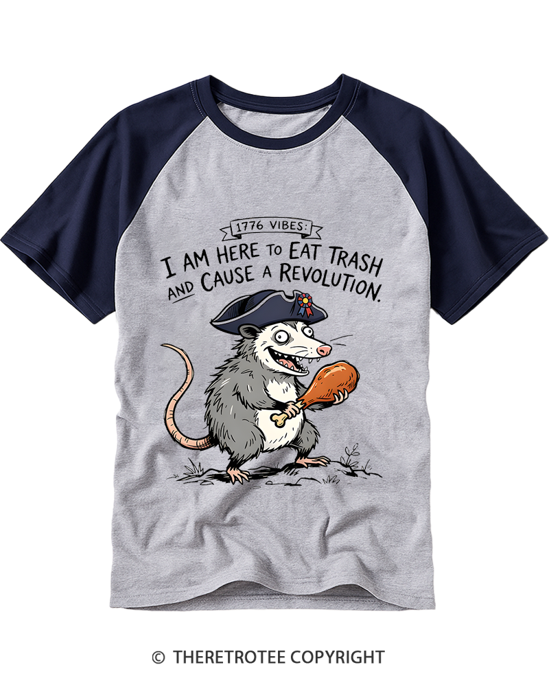 TheRetroTee 1776 Vibes Opossum Raglan Baseball T-Shirt