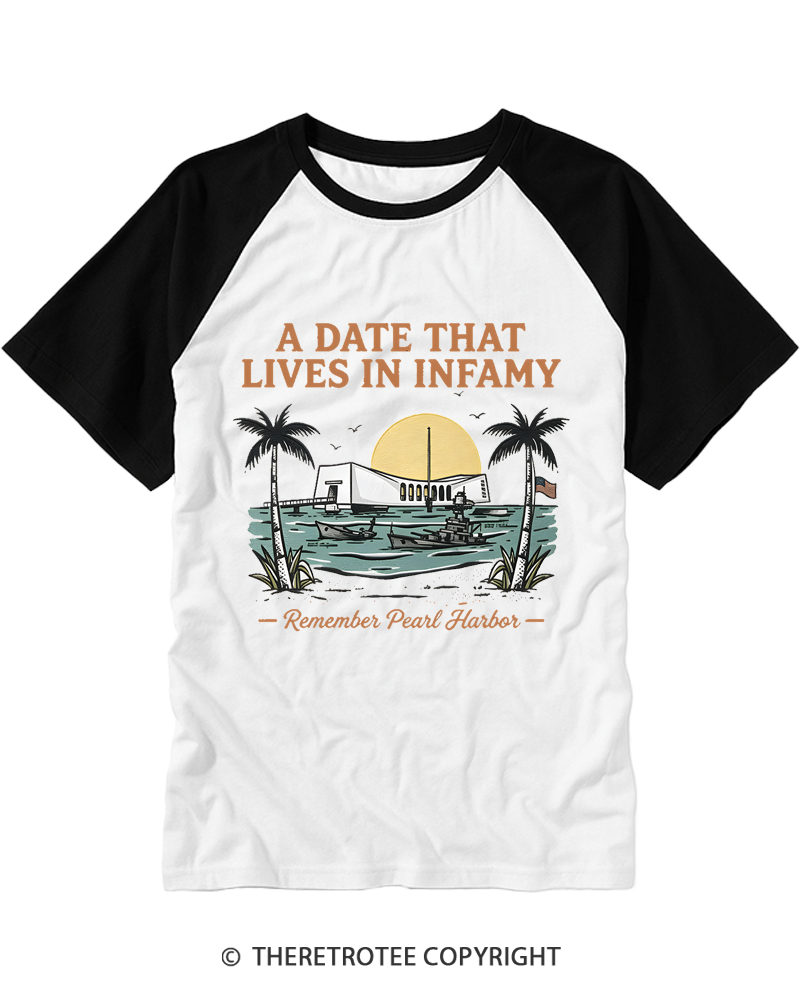 TheRetroTee A Date That Lives in Infamy 1941 Raglan Baseball T-Shirt