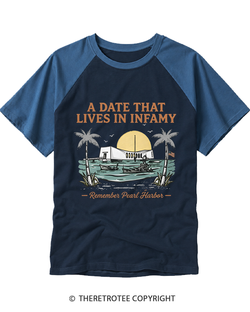 TheRetroTee A Date That Lives in Infamy 1941 Raglan Baseball T-Shirt