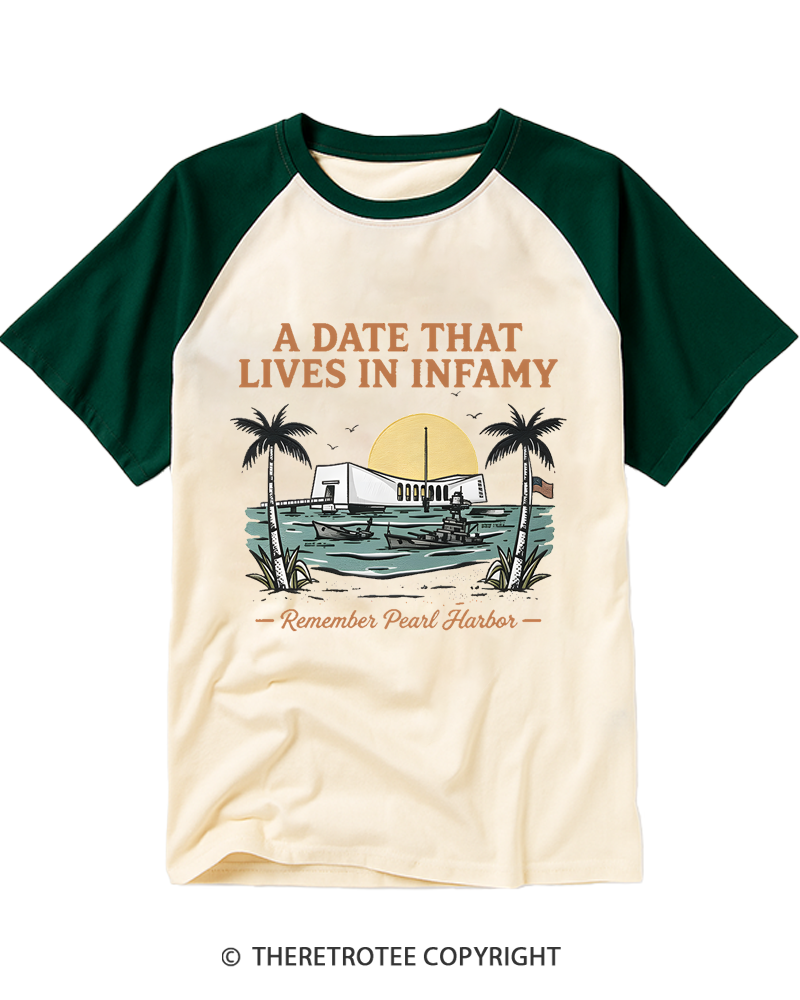TheRetroTee A Date That Lives in Infamy 1941 Raglan Baseball T-Shirt