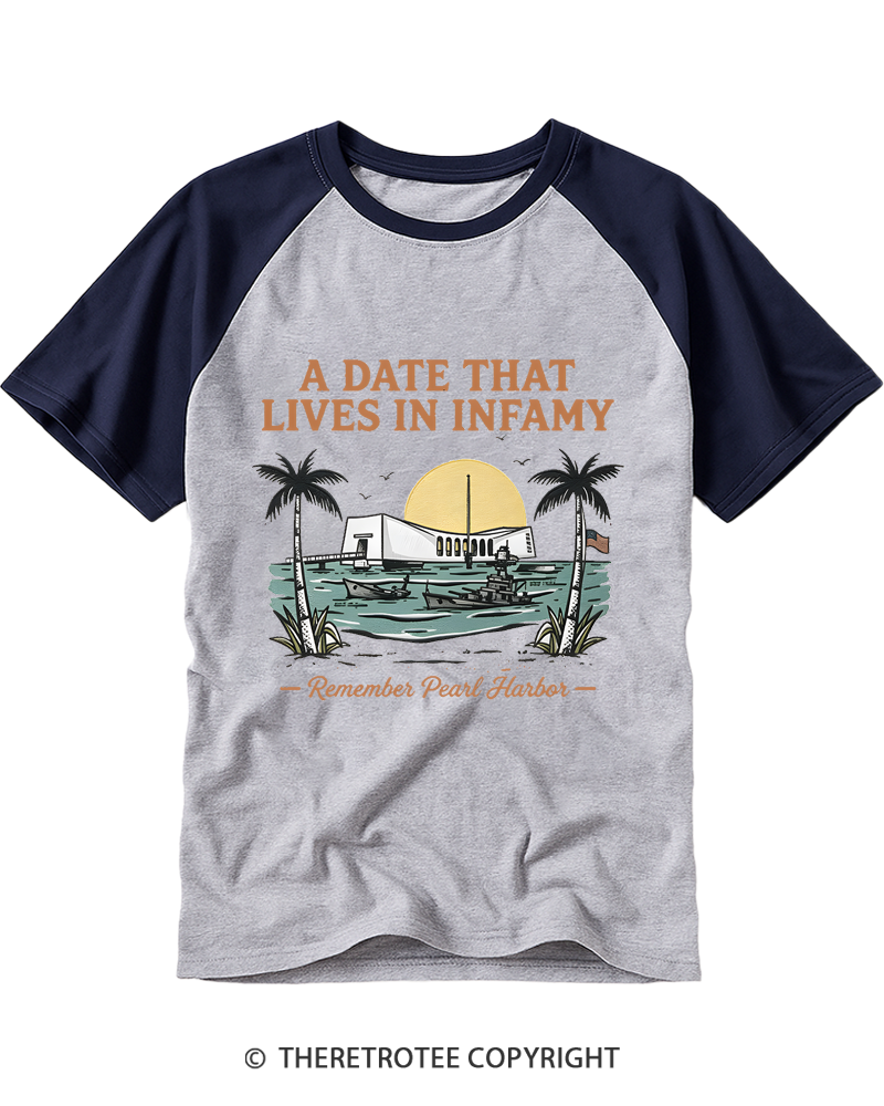 TheRetroTee A Date That Lives in Infamy 1941 Raglan Baseball T-Shirt