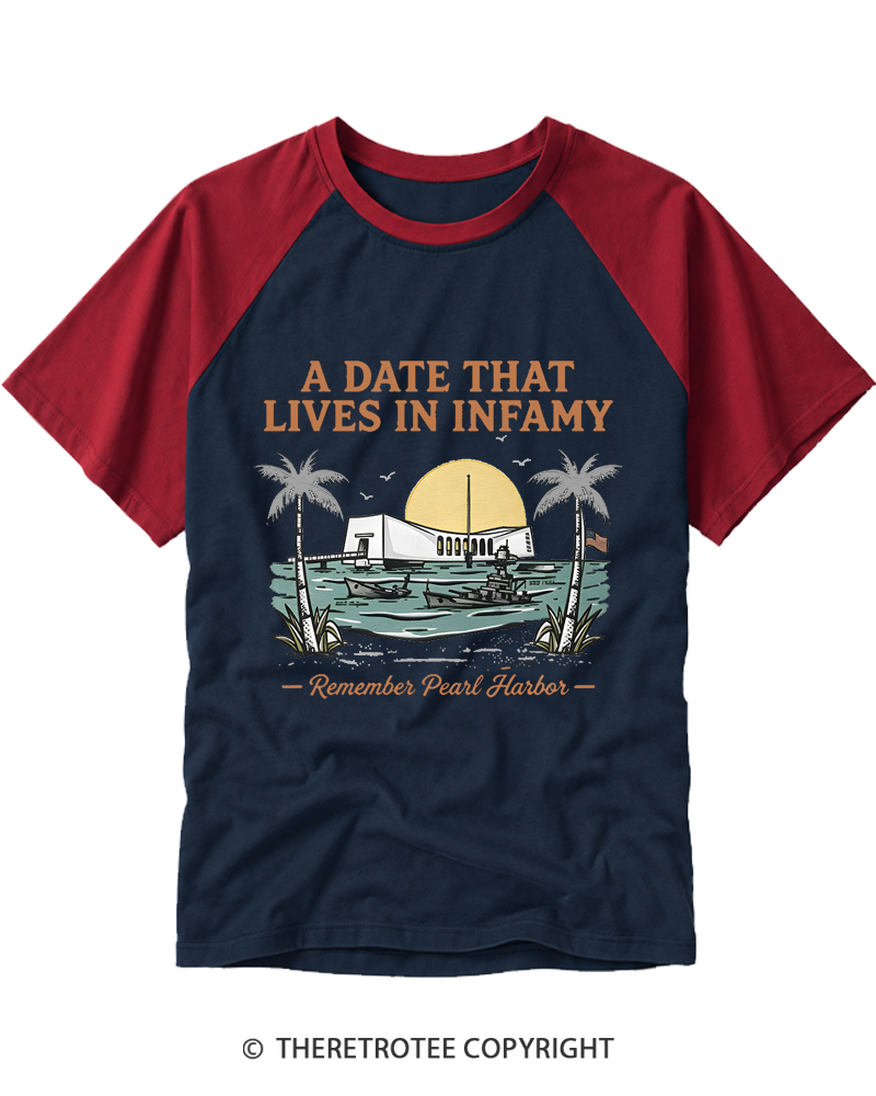 TheRetroTee A Date That Lives in Infamy 1941 Raglan Baseball T-Shirt