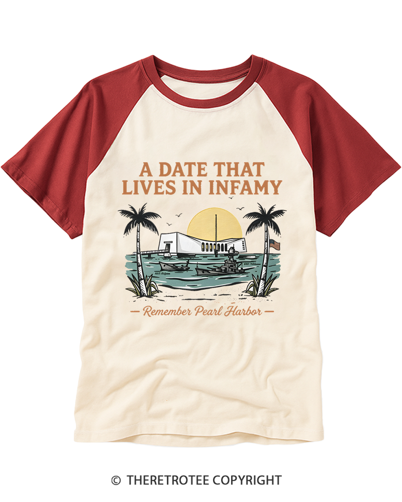 TheRetroTee A Date That Lives in Infamy 1941 Raglan Baseball T-Shirt