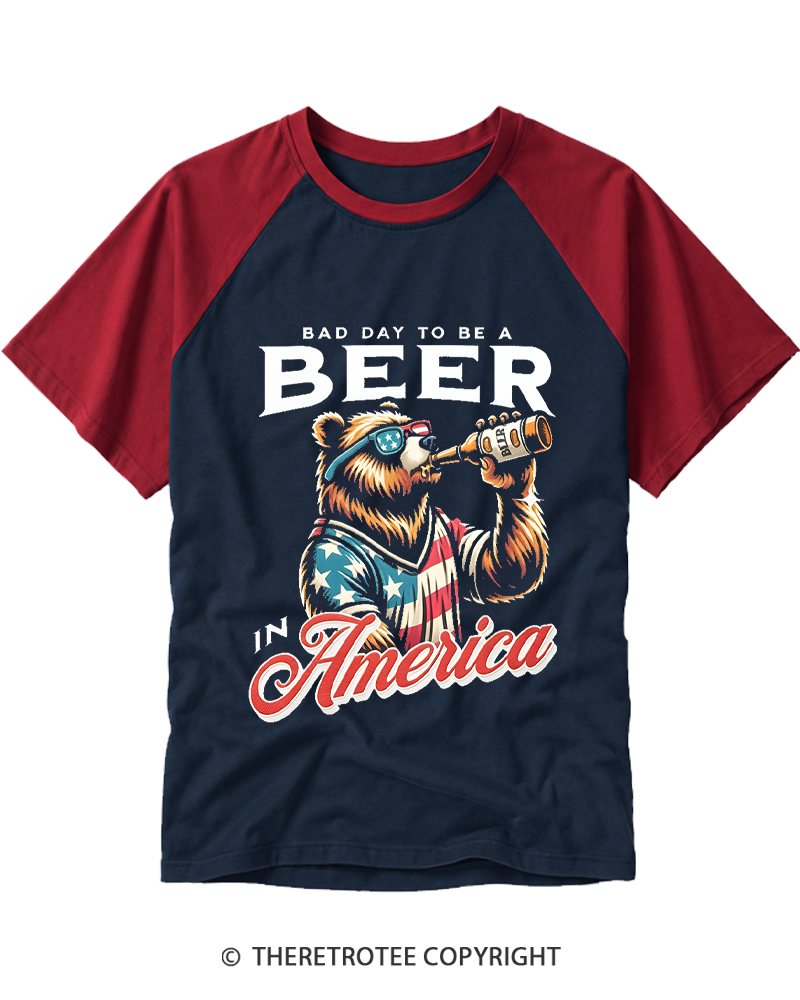 TheRetroTee Bad Day To Be A Beer In America Raglan Baseball T-Shirt