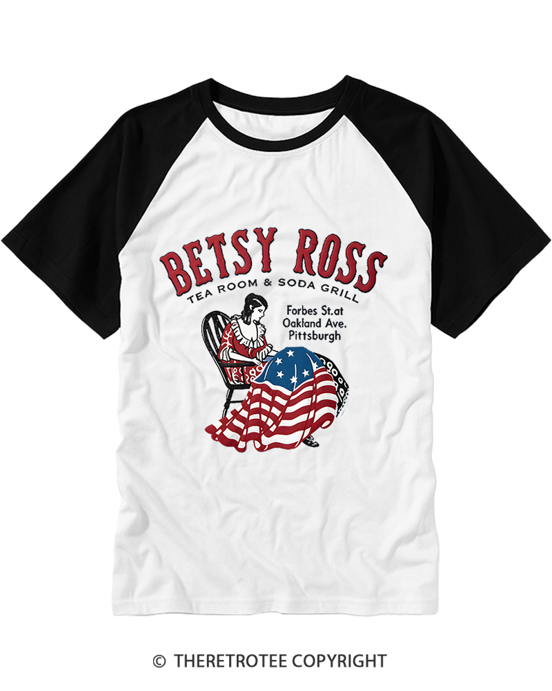 TheRetroTee Betsy Ross Tea Room Pittsburgh 1930s Raglan Baseball T-Shirt