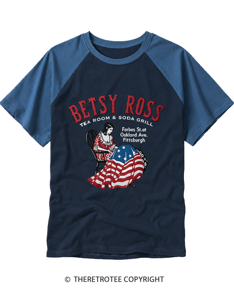 TheRetroTee Betsy Ross Tea Room Pittsburgh 1930s Raglan Baseball T-Shirt