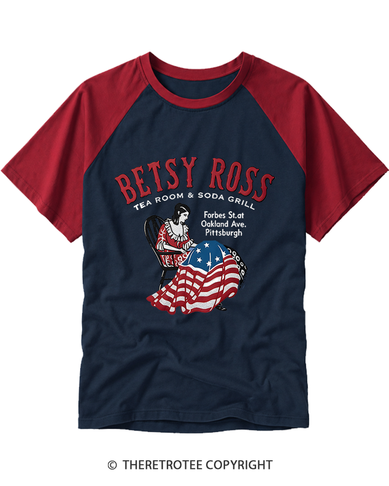 TheRetroTee Betsy Ross Tea Room Pittsburgh 1930s Raglan Baseball T-Shirt
