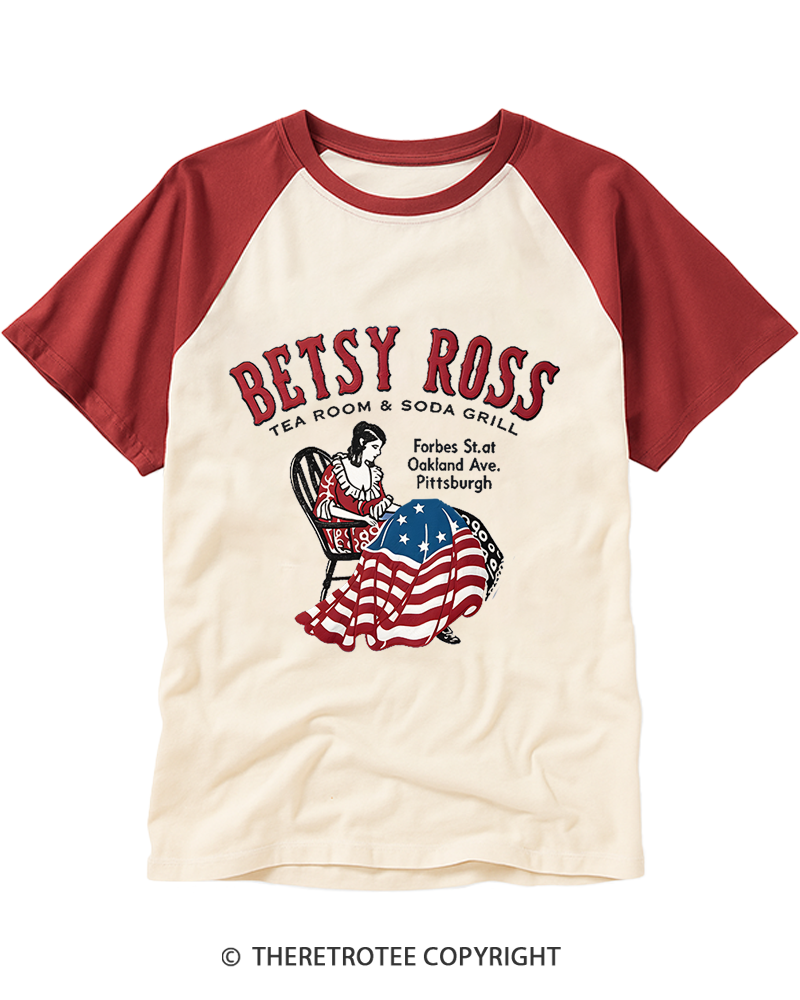 TheRetroTee Betsy Ross Tea Room Pittsburgh 1930s Raglan Baseball T-Shirt