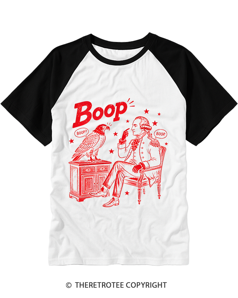 TheRetroTee Boop George Washington And Eagle Raglan Baseball T-Shirt